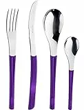 Pintinox Set da 24 Posate Serie Movie in Acciaio Inox Nichel Free, con Manico Colore: Viola, con Scatola Regalo