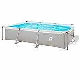 Avenli Piscina Fuoriterra Rettangolare con Struttura in Acciaio Cm 300x207x65 Grigia con Predisposizione per Pompa Filtro