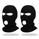 MIVAIUN 2 Pezzi Passamontagna con 3 Fori, Passamontagna Invernale Lavorato a Maglia,Maschera di Passamontagna, Balaclava Nero Unisex Taglia Unica, per Sci Moto Ciclismo Sport all'Aperto (Nero)