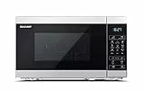 SHARP YC-MG02ES - Forno a microonde 20 litri, con funzione grill, programma di scongelamento, 11 livelli di potenza, funzione timer, piatto girevole incluso