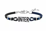Inter F.C. Internazionale Bracciale Cordino, Uomo, Nero Blu Acciaio, Taglia Unica, B-IB003UCB