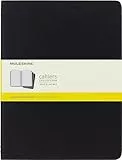 Moleskine Cahier Journal, Set 3 Quaderni con Layout a Quadretti Per Appunti, Copertina a Tinta Unita in Cartoncino e Cucitura a Vista, Colore Nero, Dimensione Extra Large 19 x 25 cm, 120 Pagine