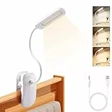 Diboniur Lampada da Scrivania con Morsetto, Lampada da Lettura a LED Ricaricabile, Lampada con Pinza per Bambini Flessibile a 360°, 3 Colori e Dimmerabile Regolabile per Studio e Lavoro