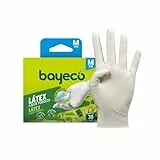 Bayeco - Guanti monouso in lattice - Colore bianco - Ambidestri - Adatti al contatto con alimenti - Massima sensibilità - Confezione da 30 pezzi - Taglia M