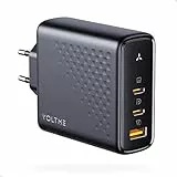 VOLTME Caricatore USB C 140W PD3.1 & PPS Alimentatore Tipo C, Caricabatterie 3-Porte GaN III Presa USB-C Rapido per Chromebook, MacBook Pro, iPad Pro, Dell XPS 13, iPhone 14/13, Galaxy, Pixel - Nero