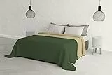 Italian Bed Linen Estivo Trapuntino Elegant, Microfibra, Verde Scuro/Panna, Matrimoniale