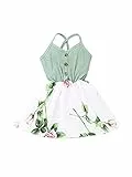 Loalirando Abito Bambina Estivo Elegante Vestito Bambina Casual 1-6 Anni Senza Manica Vestito a Tracolla Abito Stampa Floreale Ragazza Regalo Festa (Verde, 4-5 Anni)