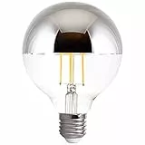 Paco Home Lampadina A60/G95 Per Attacco E27 Lampadina Con Testa A Specchio Cromata Dimmerabile, Set dimensioni: Set 2 pz testa a specchio argento, Forma illuminante: G95-sferica