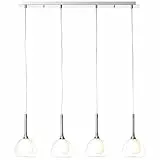 BRILLIANT lampada Hadan lampada a sospensione 4 luci Cromo/Bianco trasparente | 4x D45, E14, 40W, adatto per proiettori a caduta (non inclusi) | Scala da A ++ a E | Regolabile in altezza/cavo
