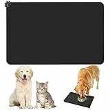 Tappetini Sottociotola per Cani/Gatti, Impermeabile Silicone Tappetino Cane, Silicone Tappetino Antiscivolo per Ciotola Cane, per Proteggere Il Pavimento da Liquidi, 48 x 30 cm, Nero
