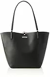 Guess Alby Toggle Tote, Bags Satchel Donna, Black/Stone, Taglia unica
