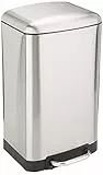 Amazon Basics Pattumiera rettangolare con chiusura silenziosa e pedale in acciaio, 20 L / 5.3 Galloni, nichel, Grigio