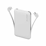 JELLYSUB Mini Power Bank con Cavo Integrato 5000mah, Caricabatterie Portatile, Ultra Compatto Batteria Portatile Sottile per iPhone, Samsung