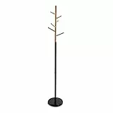 VERSA Malmö Appendiabiti da Terra in Stile Minimalista, Attaccapanni da Terra per Ingresso, con 6 Ganci o Appendiabiti, Misure (A x L x l) 171 x 28 x 28 cm, Metallo e Legno, Colore Nero