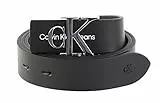 Calvin Klein Jeans Cintura Donna Monogram Hardware 3.0 cm Cintura in Pelle, Nero (Black), 80 cm