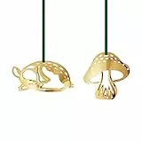 Georg Jensen 2023 Set regalo con ornamenti placcati in oro – Cervo e fungo – Decorazione natalizia sospesa di Sanne Lund Traberg – 2 pezzi