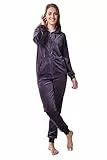 RAIKOU Donna Tuta in Velluto Tuta di Ciniglia Tuta da casa Tuta Tempo Libero,Tuta da Ginnastica,Due Pezzi Felpa+Pantaloni,con Cerniera e Cappuccio,per Jogging Training Sportiva Yoga(Viola Scuro,52-54)