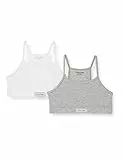 Calvin Klein 2 Pezzi Bralette-Heritage Reggiseno, Pvhwhite/Greyheather, 8 Anni Bambine e Ragazze