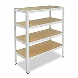 shelfplaza® 115x80x30cm HOME Scaffale metallo per carichi pesanti bianco con 4 ripiani con 175kg capacità di carico/Scaffali in metallo per garage come scaffali per ripostiglio o officina