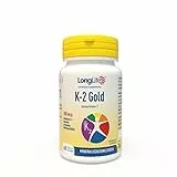 LongLife® K-2 Gold | Con menachinone da natto | VitaMK7 | Vitamina K2 in olio EVO ad alta biodisponibilità | Salute delle ossa e vascolare | Senza glutine e Halal