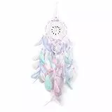 FuninCrea Acchiappasogni con Piuma, Dreamcatcher Ciondolo in Stile Indiano, Fatti a Mano Piccolo Dream Catcher, Acchiappasogni Boho Decorazione da Parete Appesa per Soggiorno, Dormitorio (Rosa)