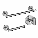 Set di 3 portasciugamani argento, con porta rotolo di carta igienica, porta asciugamani, accessori da bagno (set da 3 pezzi)