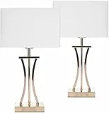 Brubaker Set di 2 Lampade da Tavolo o da Comodino Golden Column - Lampada da Tavolo in Metallo Vintage - Altezza 50 cm, Oro Bianco
