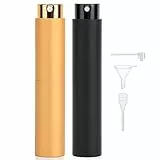 Segbeauty Porta Profumo da Viaggio, Nebulizzatore Profumo Portatile, Atomizzatore di Profumo 10ml, 2 Pezzi Vaporizzatore Profumo, Spruzzatore Profumo per Regali (Nero, Oro)