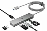 Hub USB 3.0 Aceele con Lettore di Schede SD/TF, Sdoppiatore USB C 6 in 1 con Cavo Lungo 120 cm, Adattatore USB con Porta di Alimentazione Micro USB per MacBook Air/PRO, PC, Surface PRO, iMac, ECC.