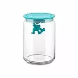 Alessi AMDR05 AZ Gianni a Little Man Holding On Tight Barattolo Ermetico in Vetro con Coperchio in Resina Termoplastica, Azzurro