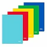 Favorit cf.5 Quaderni A4, Copertina Monocolore, Rigatura Quadretti 5mm, Carta 80g/Mq, rosso, giallo, blu, verde, turchese