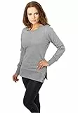 Urban Classics Ladies Side Zip Long Crewneck, Maglione, Donna, Grigio, M