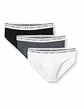 Calvin Klein Slip Uomo 3 Pack Hip Brief 3 PK Elasticizzati, Black/White/Turbulence, L [Amazon Exclusive]