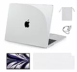 BlueSwan Custodia compatibile con MacBook Air 2022 13,6 pollici M2 A2681, Cover rigida e cover per tastiera e protezione dello schermo e adattatore USB e Borsa portaoggetti, Cristallo trasparente