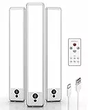 EZVALO Luce Armadio, 36 LEDs Luce Sensore Movimento con Telecomando, 5700K Luce LED Sottopensile con Dimmerazione Remota e Timer, Ricaricabile per Scale, Camere, Corridoi, Armadi, Cucine (3 pezzi)