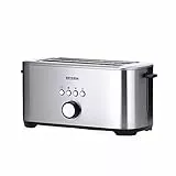 SEVERIN AT 2512 - Tostapane a fessura lunga con funzione bagel, per tostapane a risparmio energetico, 1400 W, 4 grandi camere di tostatura e supporto per panini integrato