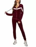 Wayleb Tuta Ginnastica Donna Tuta Donna Completa Due Pezzi Più Velluto con Cappello Completi Sportivi Donna Calda Adatta per L'autunno e L'inverno S-XXL