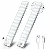 OUILA Luce Armadio LED con Sensore di Movimento Luci Notturna 36 LED 4 Modalità Lampada Guardaroba Luce da Esposizione 1000mAh USB Ricaricabile Cucina, Scale, Corridoio, Garage - 23cm*2 Pezzi