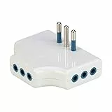 POLY POOL | PP2346X Adattatore Presa Tripla Salvaspazio Piccola Multipla Spaziozero, Una Spina 10A 2p+T, Tre Prese 10A 2p+T, Adattatore Bianco Ideale Per Spazi Stretti Distanza Presa-muro 20mm