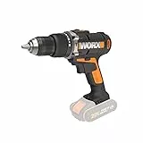 Worx WX372.9 Trapano Avvitatore con Percussione a Batteria 20V, 13 mm Mandrino a Sgancio Rapido, 1.800 giri/min, Stile Numero 28.800 bpm, Luce da Lavoro, 1 Pezzo - Solo Corpo Macchina