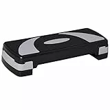 HOMCOM Stepper da Aerobica Regolabile in Altezza 10-15-20 cm, Step Antiscivolo per Allenamento a Casa e Palestra, Nero e Grigio