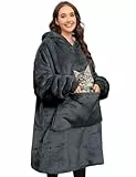 Yuson Girl Felpa con Cappuccio Oversize Unisex Coperta con Cappuccio,Coperta Indossabile Oversize con Gigante Tasca Adatta per Adulti(Grigio)