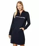 Tommy Hilfiger Abito da donna in felpa con scollo a imbuto, Capitano Sky, XS