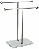 Amazon Basics - Supporto doppio per asciugamani e accessori, a T, nickel e bianco - 1005573-670-A60