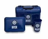 Mondo del Gadget Valigetta Inter Porta Merenda Bambini Set Scuola Lunch Box + Bicchiere, Idea Regalo Tifoso Portapranzo - Store Ufficiale - ottima Idea Regalo Compleanno - in Plastica, Pvc Free