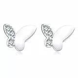 Orecchini Donna in Argento 925, Orecchini Piccoli Ipoallergenic con Zirconia Cubica, Regalo di Gioielli Orecchini a farfalla di Argento/Oro/Oro rosa