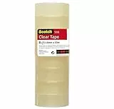 Scotch Nastro Adesivo Trasparente, 8 Rotoli 19 mm x 33 m, Nastro Trasparente Multiuso Ottimo per Casa, Ufficio e Scuola