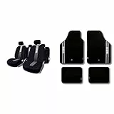 Sparco Spc1012 Set Coprisedili Per Auto In 11 Pezzi Classic Nero/Grigio, Set Di 11 & 03763Bar Set Tappeti Moquette, Strada, Grigio, Set Di 4