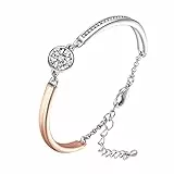 GEORGE · SMITH Bracciale da donna, Bracciale regolabile placcato oro rosa 18 carati, Bracciale con ciondoli da donna con gioielli in zirconi cubici, regalo per/fidanzata/moglie