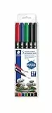 Staedtler 3187 TB5 - Pennarello a doppia fibra permanente, fine e ultra fine, adatto per molte superfici, astuccio trasparente con 5 pennarelli